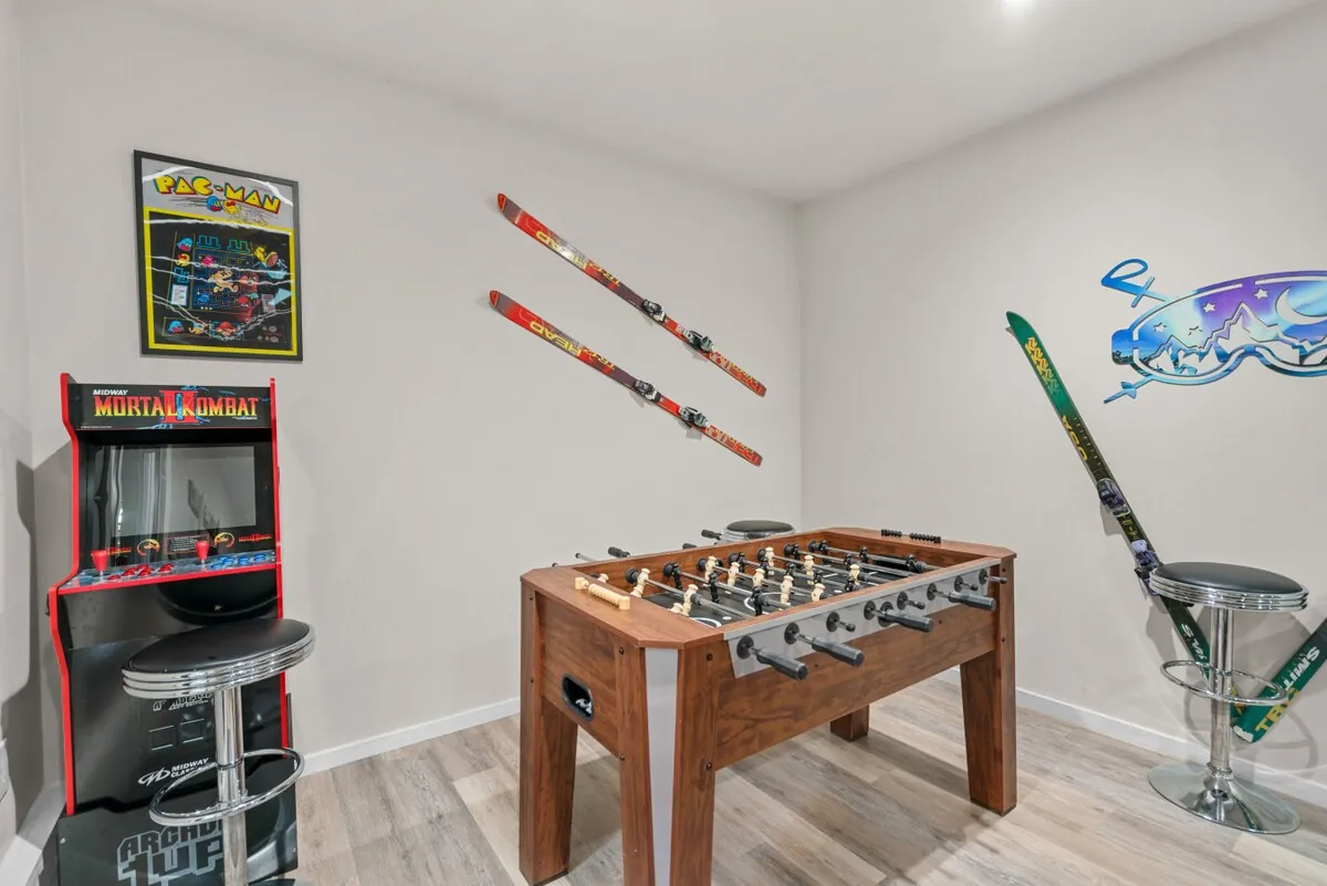 Alpine Cabin arcade and foosball area
