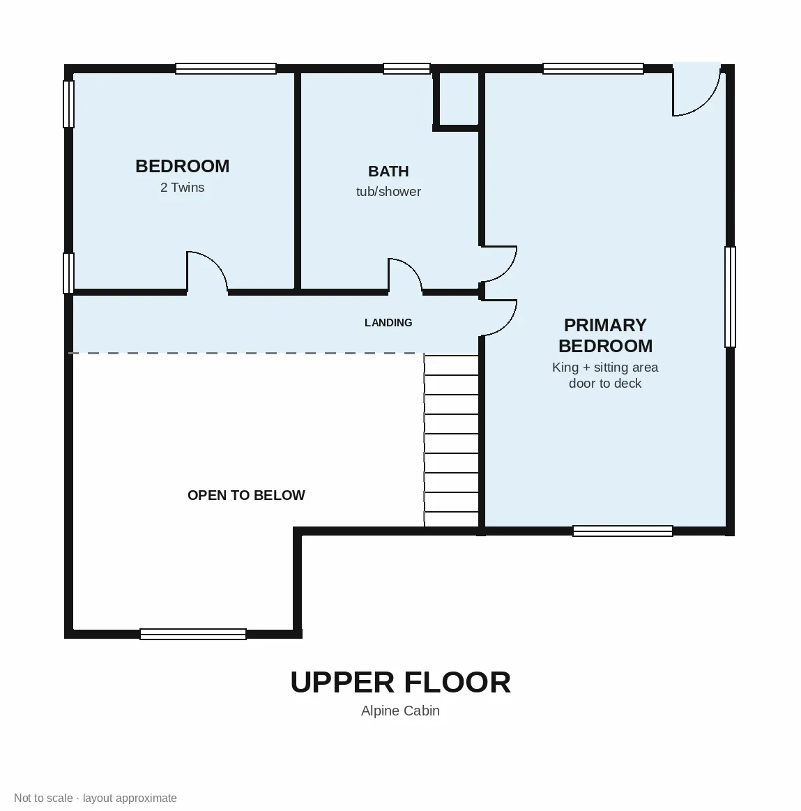 Alpine Cabin upper-floor floor plan