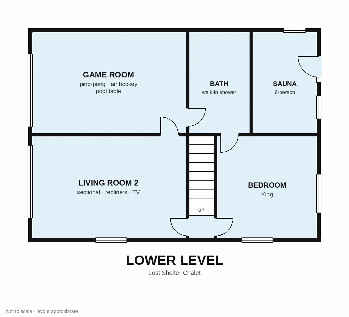 Lost Shelter Chalet lower-level floor plan