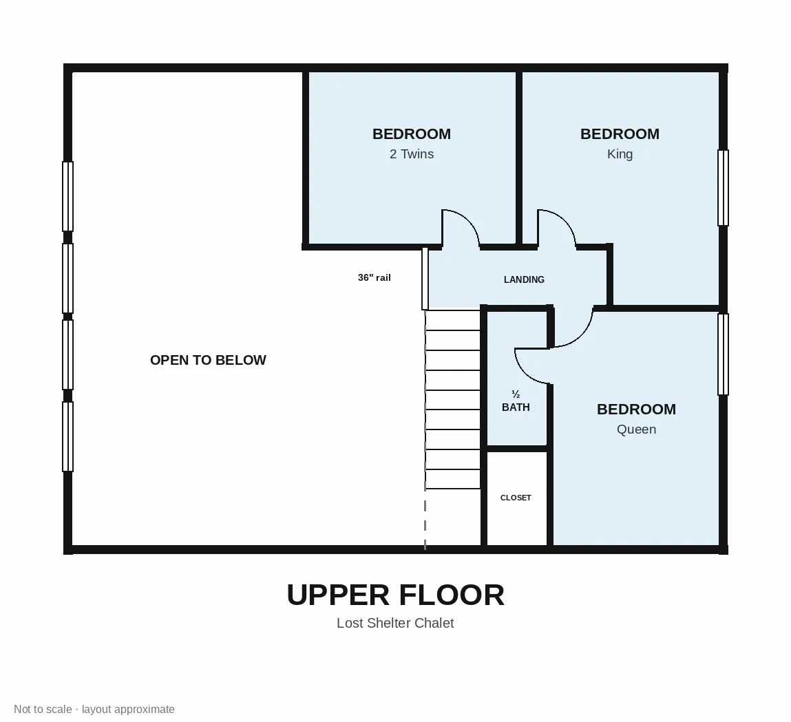 Lost Shelter Chalet upper-floor floor plan